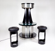 Mid-Century Motorized Bar by Willy Rizzo, Wood Metal and Glass, Italy, 1970s