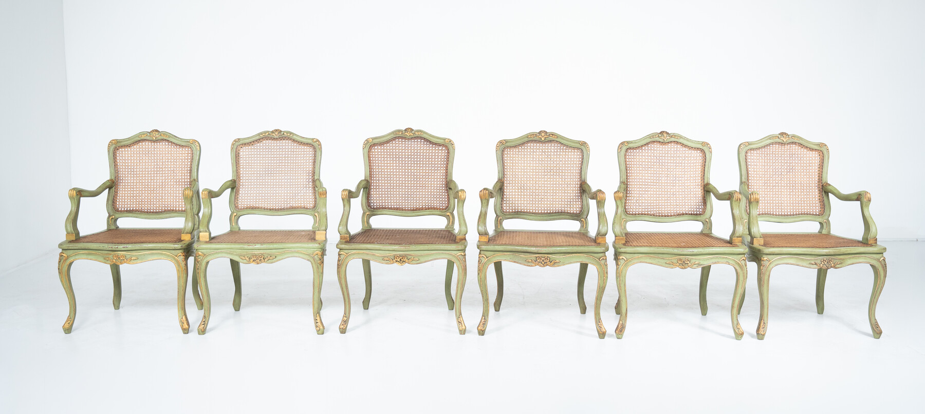 Set of 6 Armchairs, Louis XV Style, Belgium