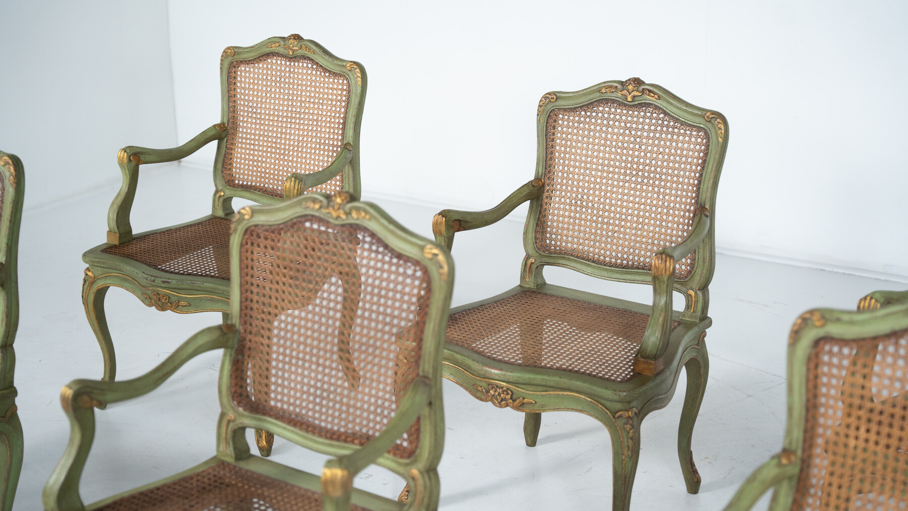 Set of 6 Armchairs, Louis XV Style, Belgium