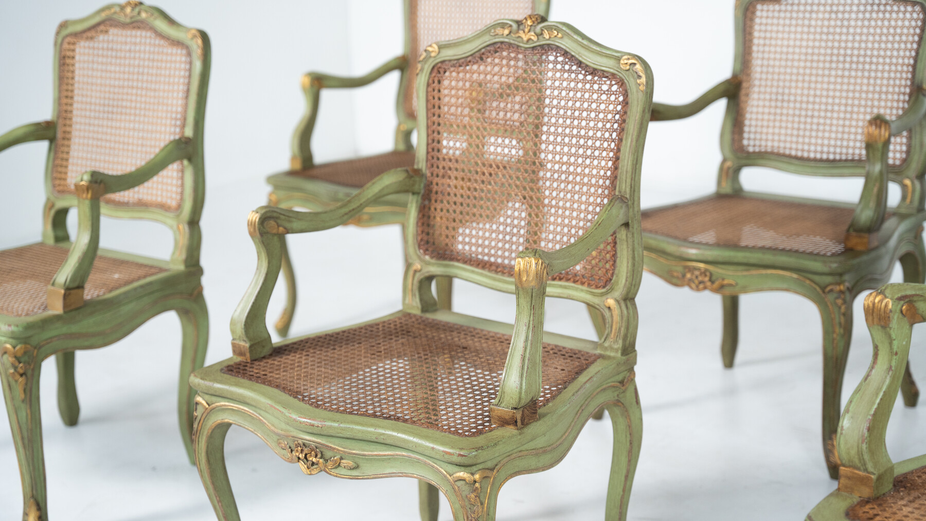 Set of 6 Armchairs, Louis XV Style, Belgium