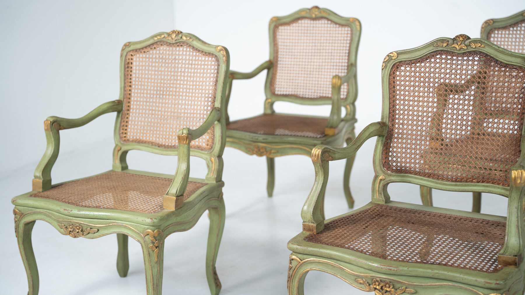 Set of 6 Armchairs, Louis XV Style, Belgium