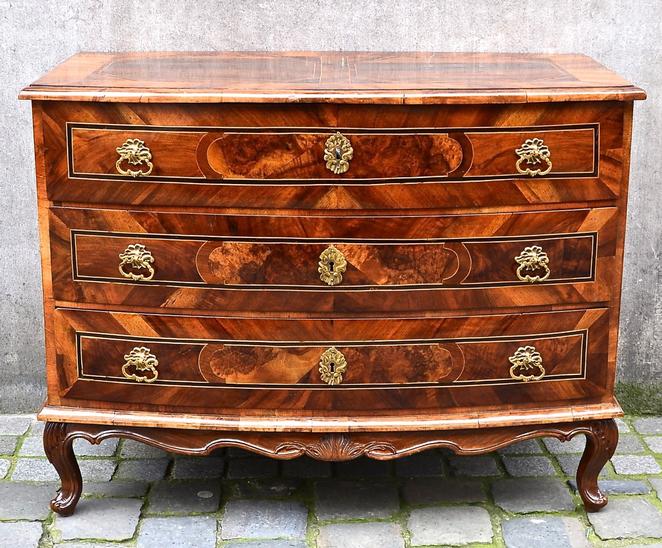 18th C. German Marquetry Chest Of Drawers