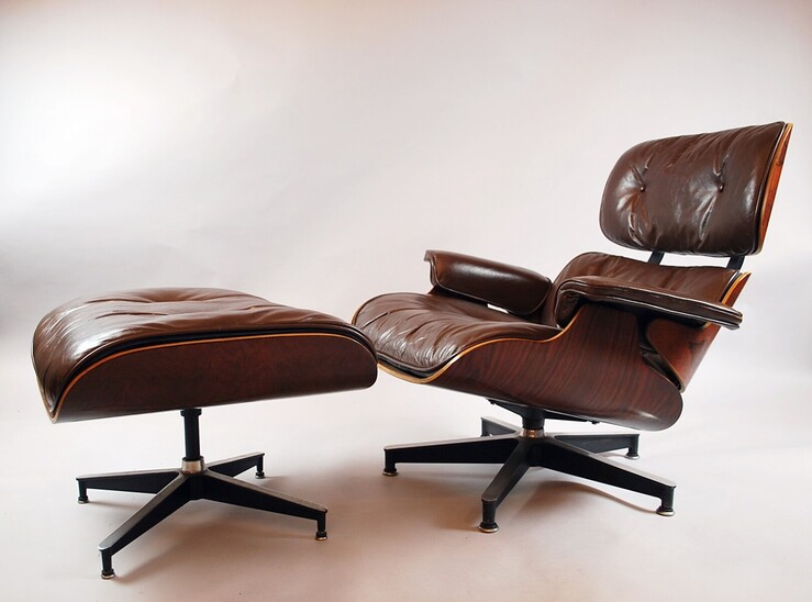 1st Edition Eames Armchair and Ottoman by Herman Miller, 1950s