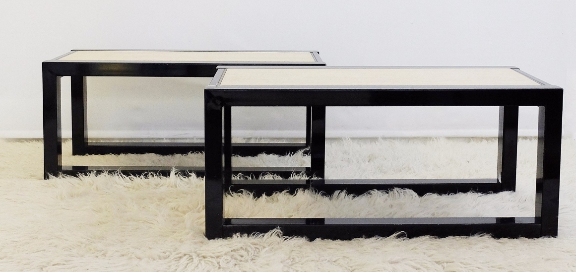 2 pair Of Sturdy Steel,Travertine And Bronze Ends Of Sofas
