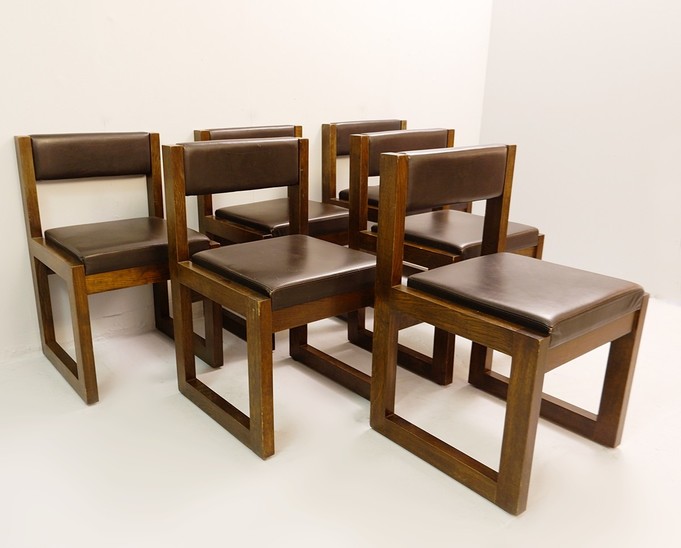 6 Dining Chairs By Emiel Veranneman For De Coene, Belgium