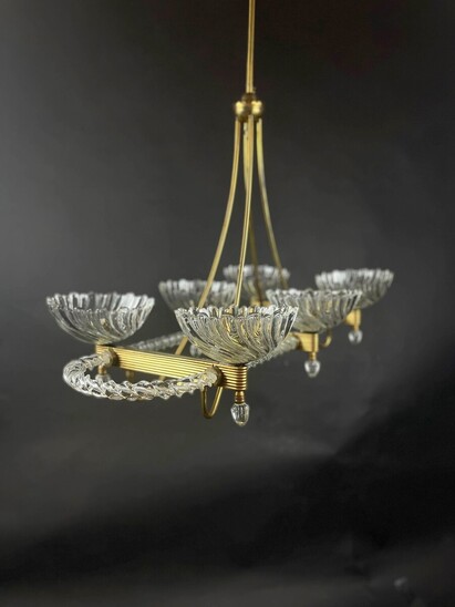 6-Light Chandelier attributed to Barovier,  Italy,  1940s