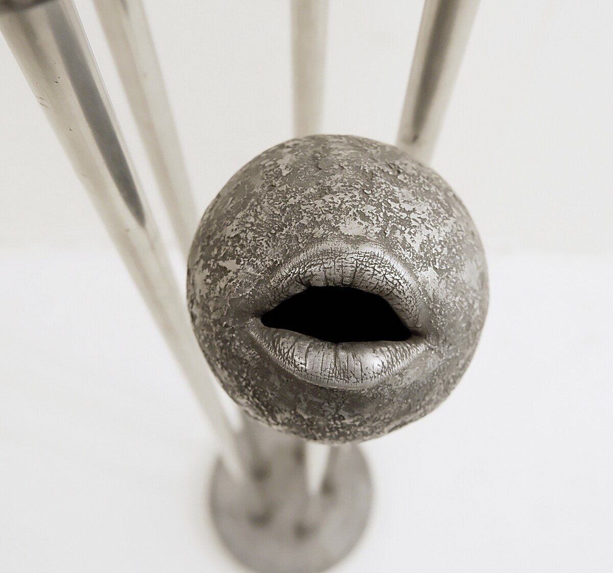 Abstract Lips Metal Sculpture by John Cotter, signed on the base 
