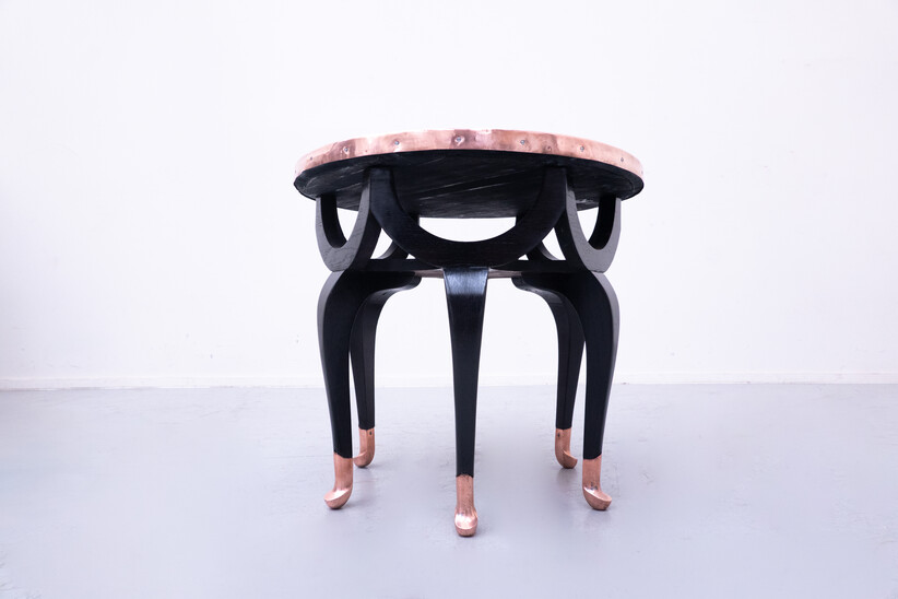 Adolf Loos Elephant Trunk table, Wood and Copper, Austria, 1910s