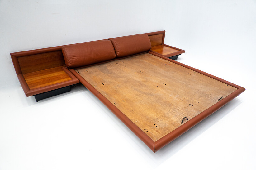 Afra & Tobia Scarpa Cognac Leather Bed Model Morna for Molteni, Italy, 1972
