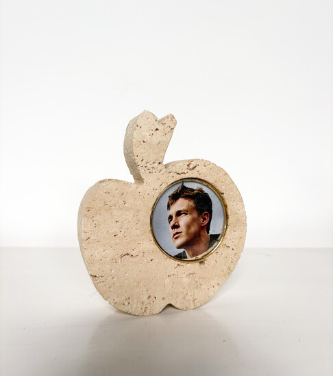 Apple-Shaped Travertine Photo Frame
