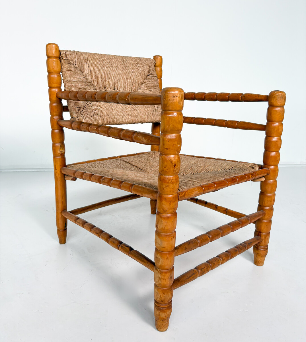 Armchair in the style of Charles Dudouyt, Hand-turned Wood 