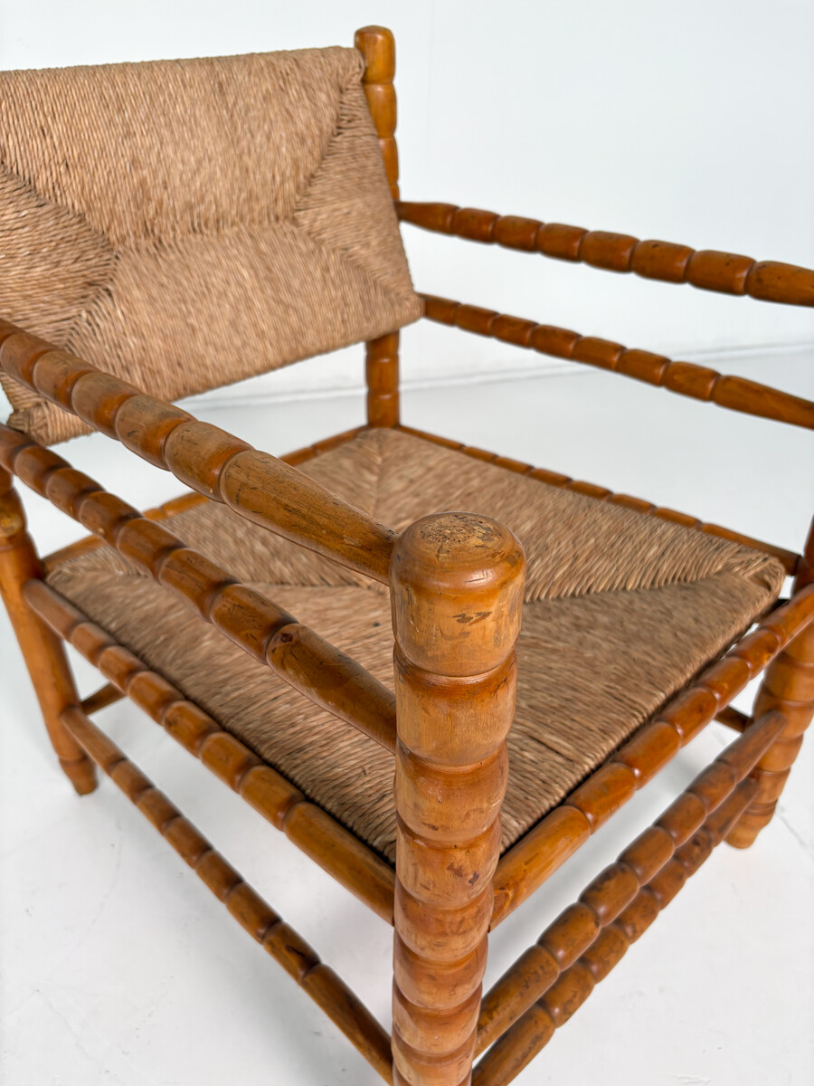 Armchair in the style of Charles Dudouyt, Hand-turned Wood 