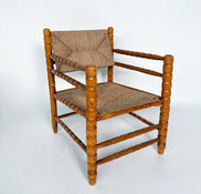 Armchair in the style of Charles Dudouyt, Hand-turned Wood Wood 