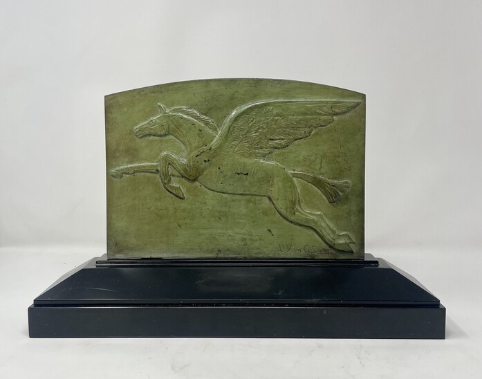 Art Deco Patinated bronze plaque