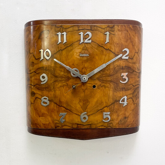 Art Deco Walnut Clock, 1940s