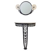 Art Deco Wrought Iron Console Table And Mirror, Circa 1940