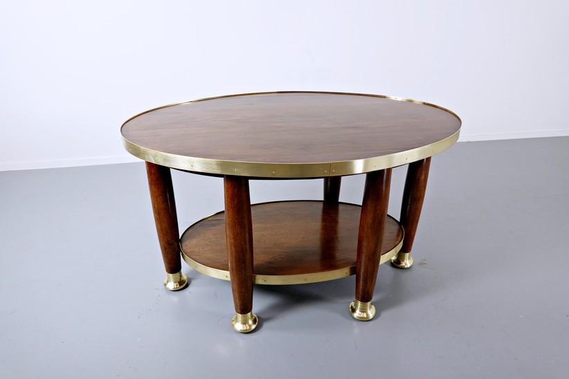 Art Nouveau Table In The Style Of Adolf Loos, Wood And Brass
