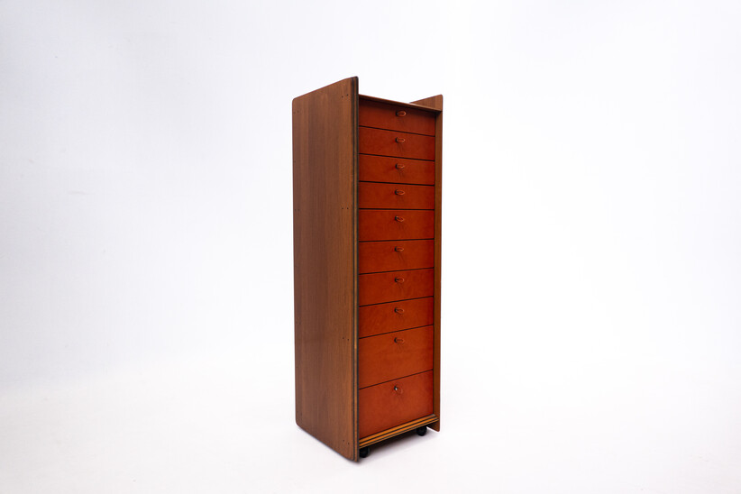 Artona Cabinet by Afra & Tobia Scarpa for Maxalto, Wood and Leather, 1970s