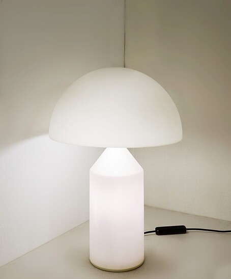 Atollo Table Lamp in Glass by Vico Magistretti, Oluce, Italy 1990s