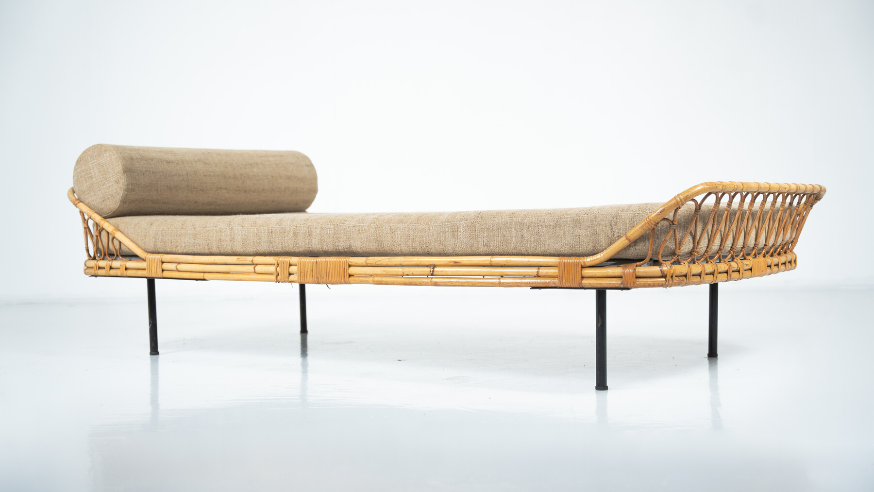 Bamboo Daybed, Italy, 1960s - New Upholstery
