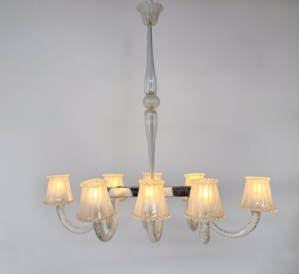 Barovier And Toso Chandelier, Murano Glass - 8 Sconces