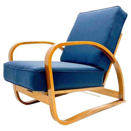 Bentwood adjustable back Armchair by Jindrich Halabala - Czech Republic 1940s
