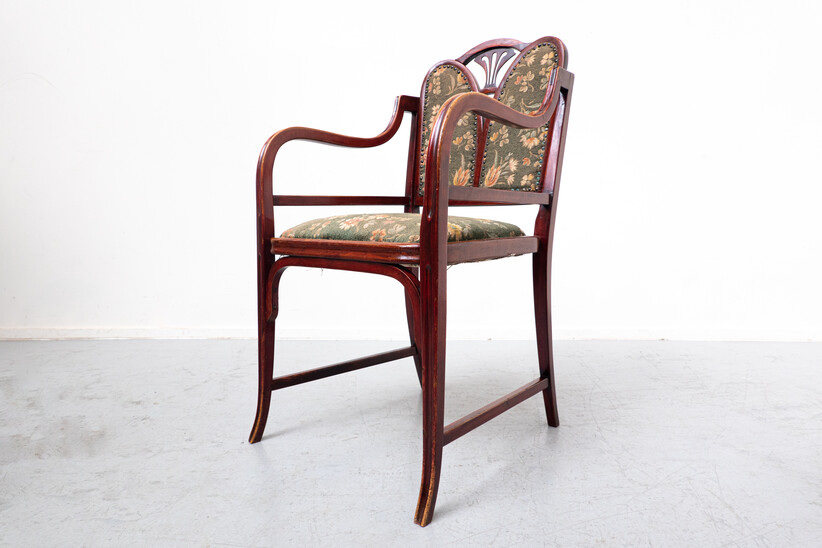 Bentwood Armchair by Thonet, Beech and Fabric, 1930s
