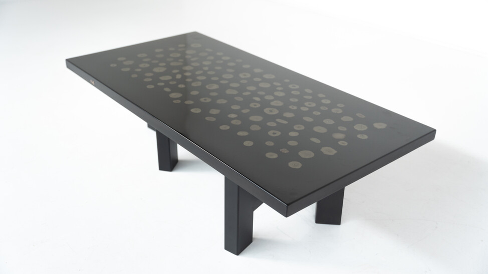 Black Lacquered Resin Table by Ado Chale, Belgium