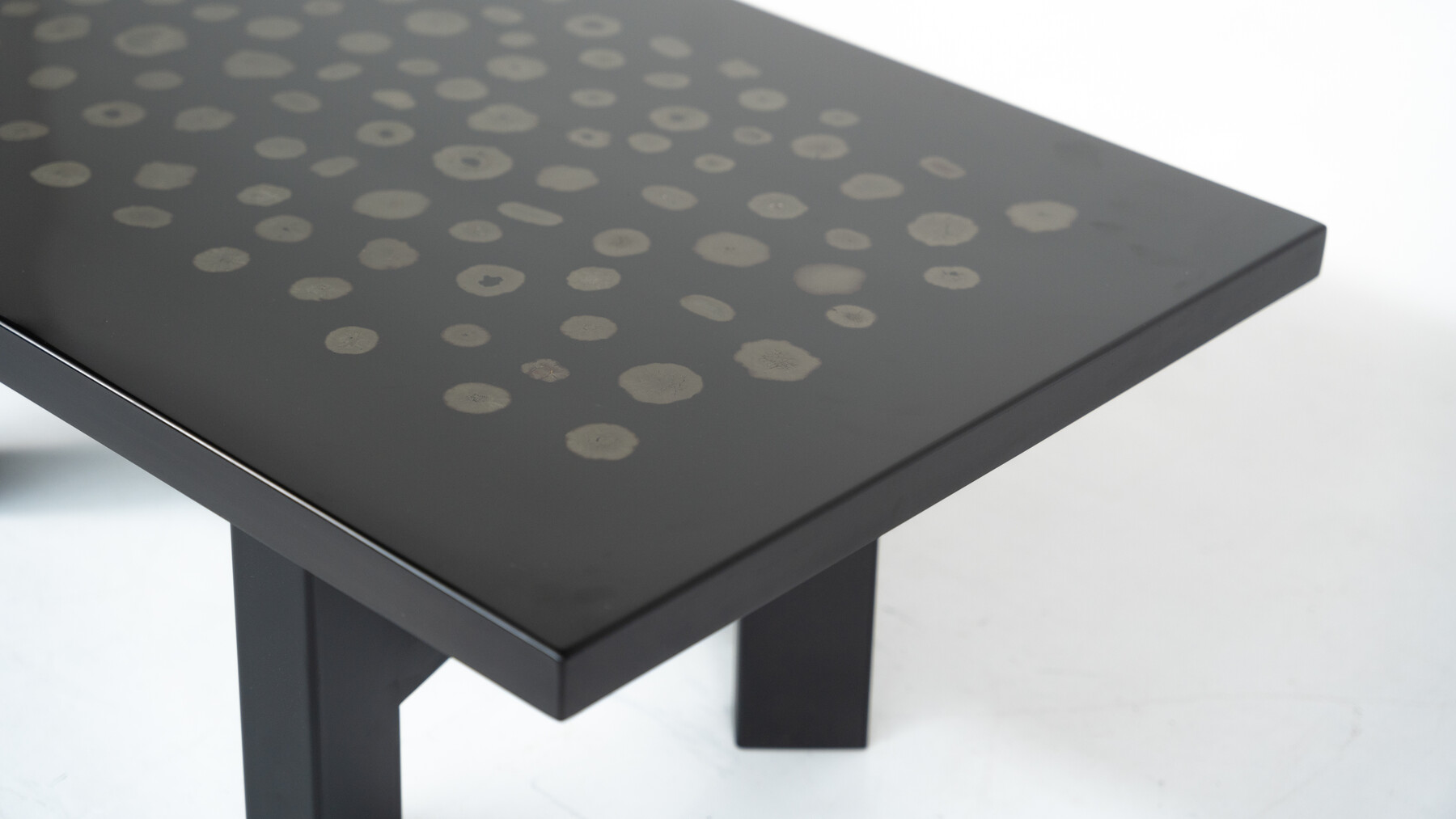 Black Lacquered Resin Table by Ado Chale, Belgium