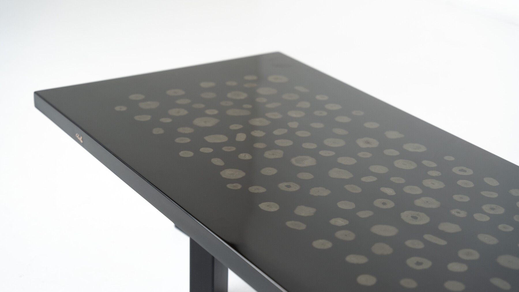 Black Lacquered Resin Table by Ado Chale, Belgium