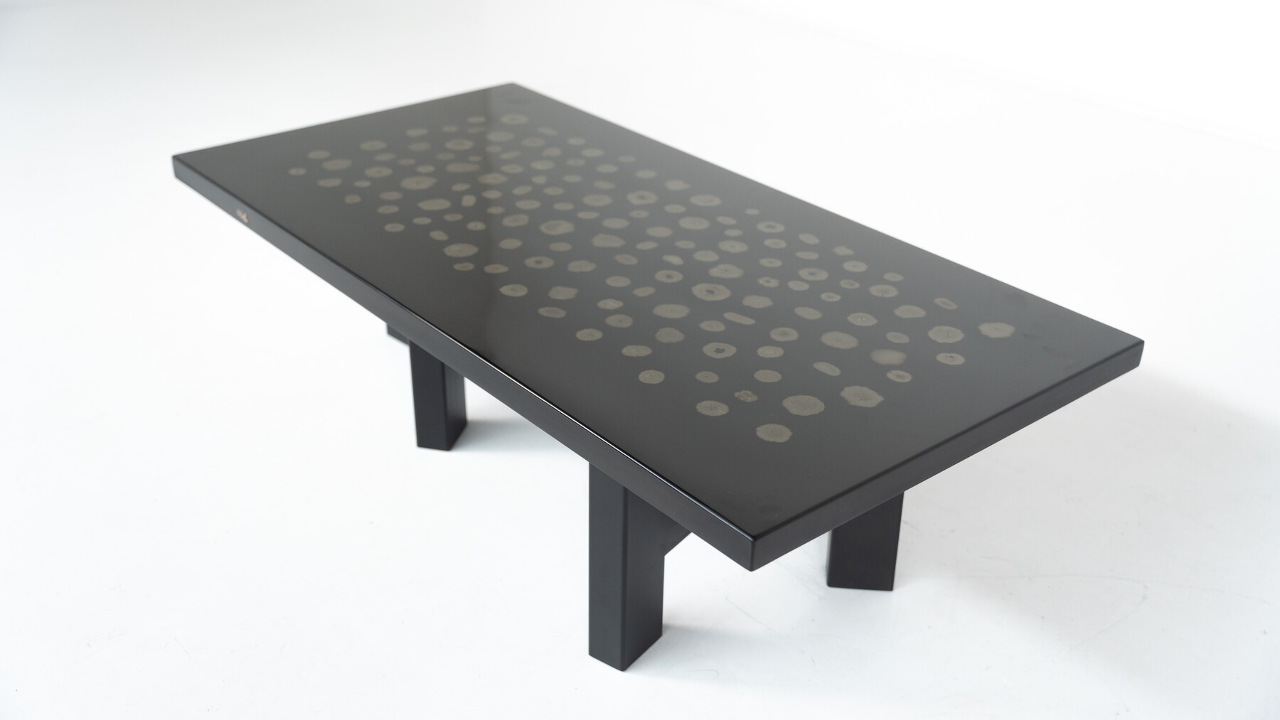Black Lacquered Resin Table by Ado Chale, Belgium