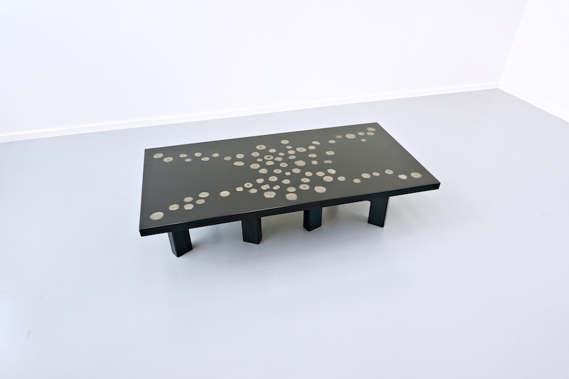 Black Lacquered Resin Table by Ado Chale, Belgium