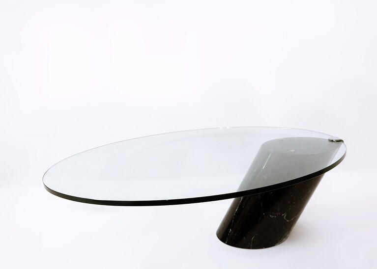 Black Marble and Glass Coffee Table Model K1000 by Team Form for Ronald Schmitt, 1970s