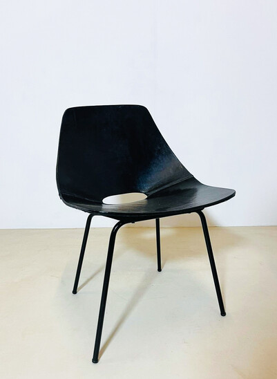 Black Tonneau Chair by Pierre Guariche, 1950s