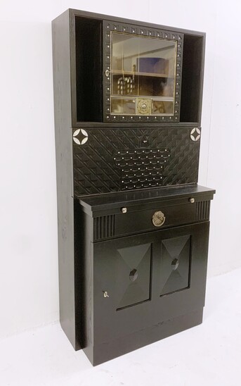 Black wood and mother of pearl element secretary cabinet by Joseph Maria Olbrich, Julius & Josef Herrmann - Vienna c.1913