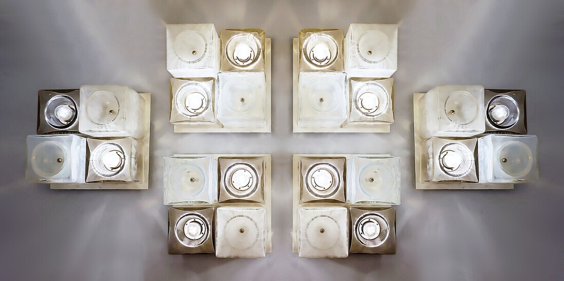 Blown Glass Cube Pendant Light/Sconces Barovier & Toso 1960s