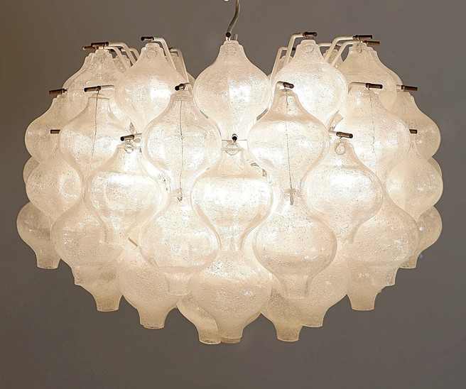 Blown Glass Tulipan Chandelier By J.T. Kalmar - Austria 1960s