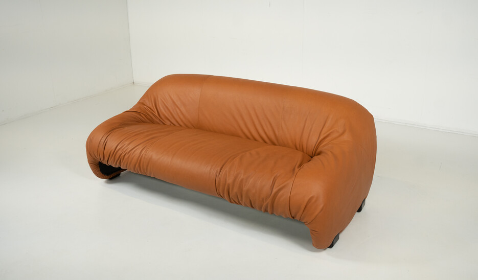 Bonanza 2 Seater Sofa by Afra & Tobia Scarpa, Italy, 1970s - New Leather Upholstery