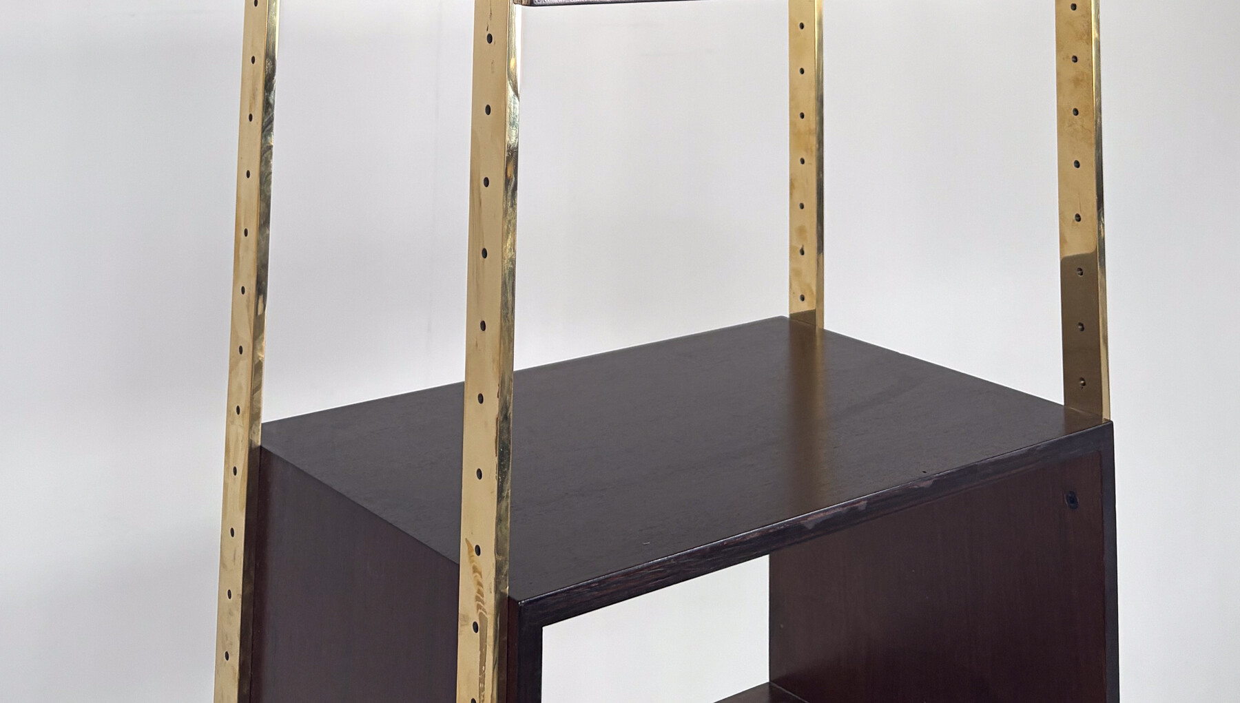 Bookcase by Jules Wabbes for Mobilier Universel, Brass and Wood, Belgium, 1960s