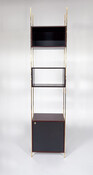 Bookcase by Jules Wabbes for Mobilier Universel, Brass and Wood, Belgium, 1960s