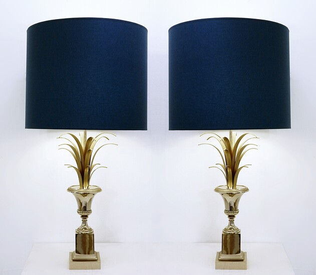 Boulanger pair of palm lamps, in the style of Maison Charles - 1970s