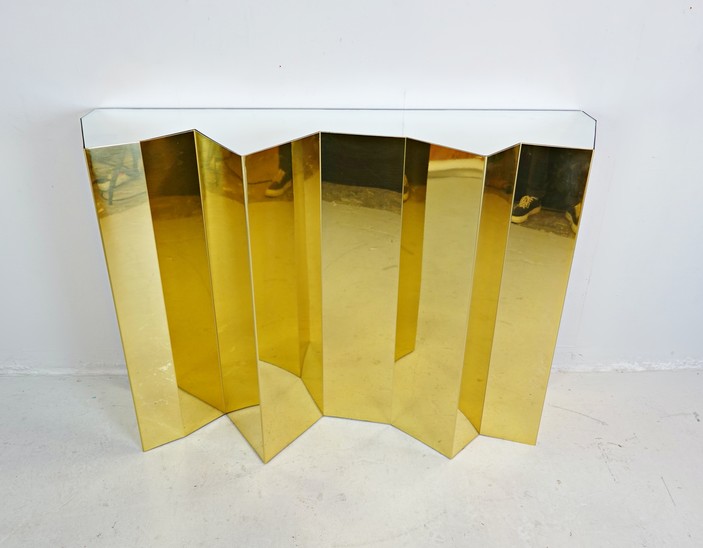 Brass and Mirror Console - A Pair Available