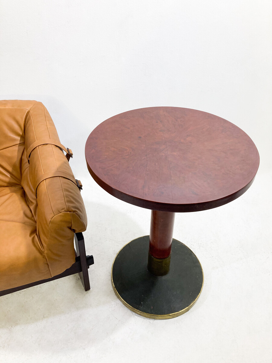 Brass and Wood Side Table