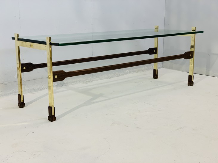 Brass Coffee Table with Glass Top