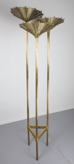 Brass tripod floor lamp model 
