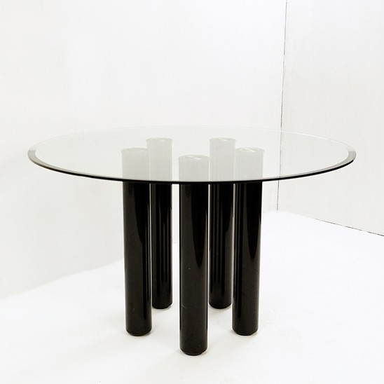 'Brentano' Glass Round Dining Table By Emaf Progetti For Zanotta,