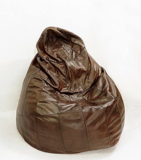 Brown Leather Patchwork Beanbag From De Sede, 1970s
