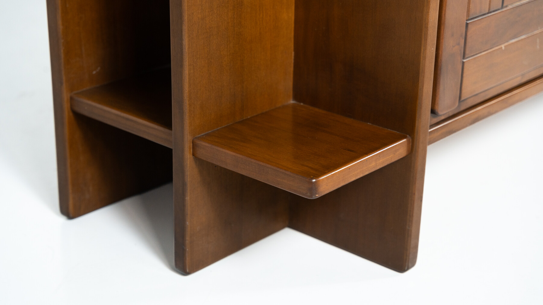 Brutalist Sideboard with Graphical Doors, Walnut, 1970s