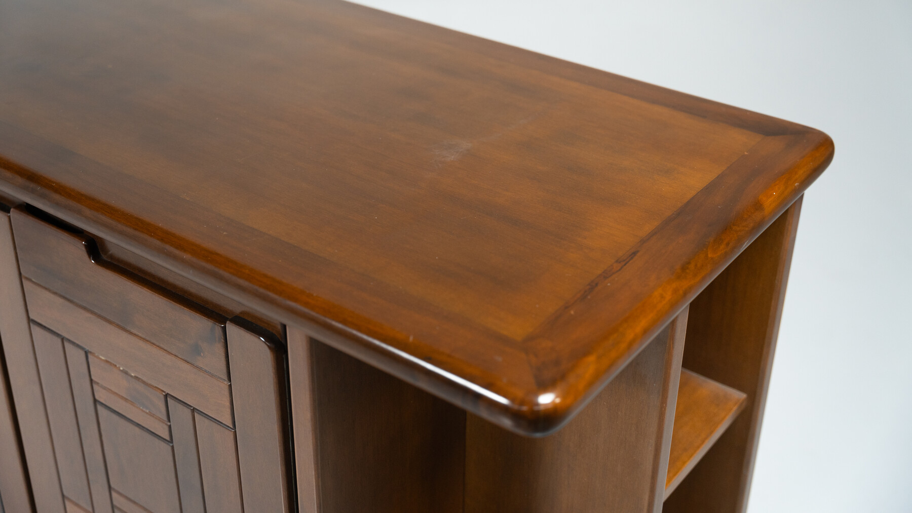 Brutalist Sideboard with Graphical Doors, Walnut, 1970s