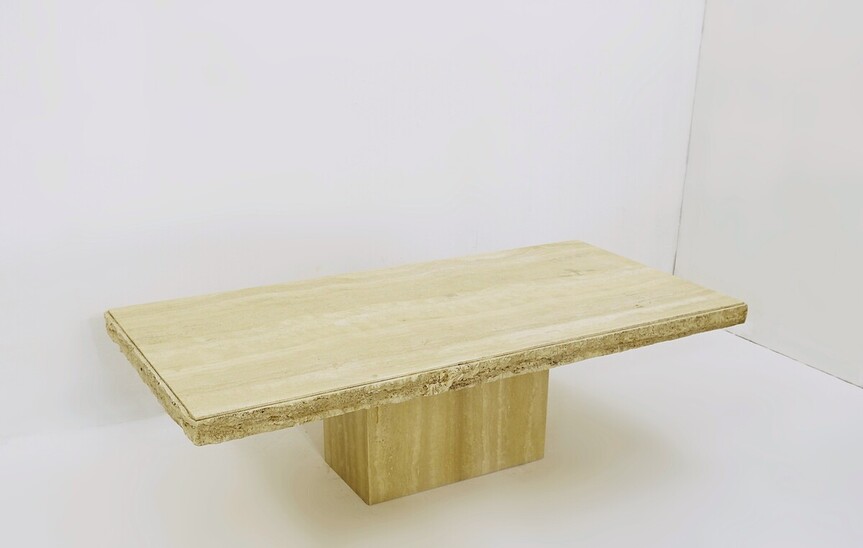 Brutalist Travertine Coffee Table, 1970s